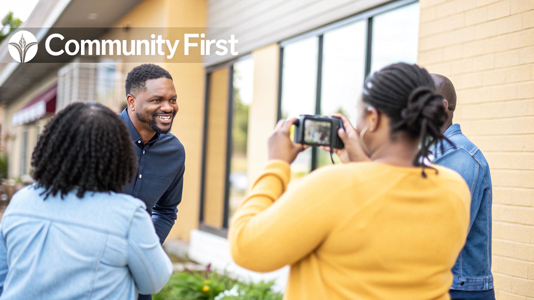 Woman taking a-picture of a product for social media in her local shop