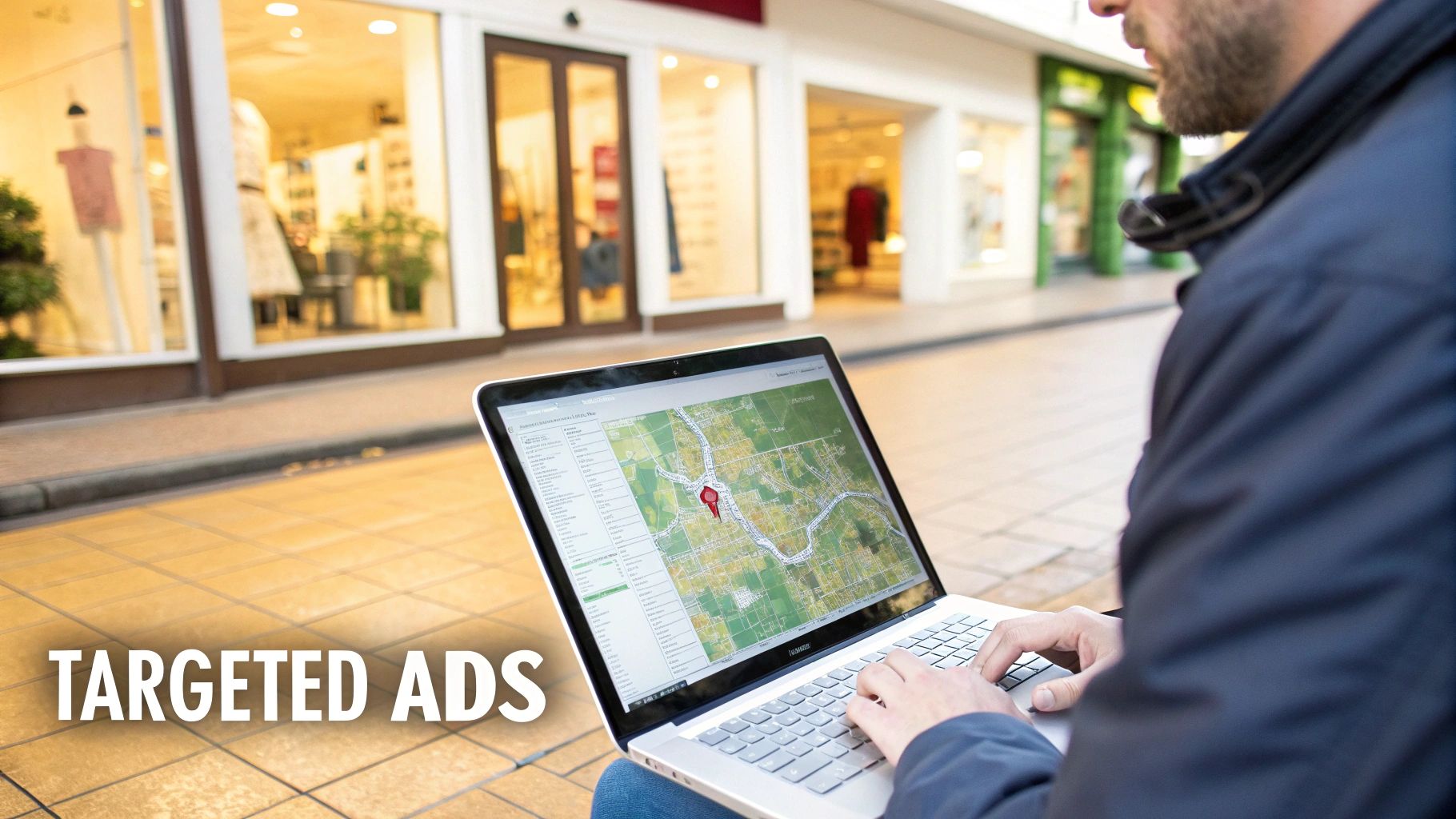 Image of a local paid ad on a smartphone screen, showing a coffee shop promotion.