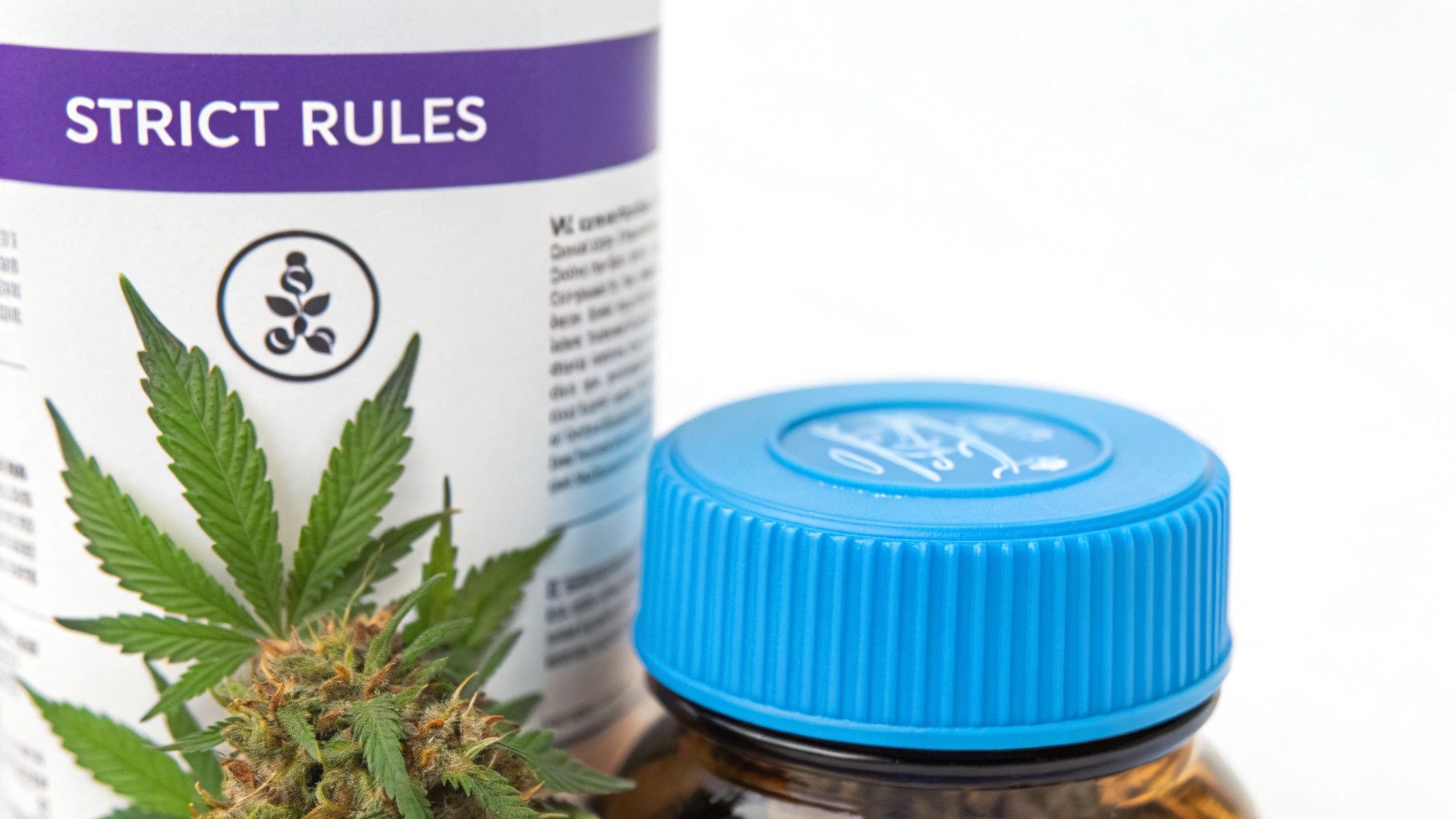 A close-up shot of CBD gummies being carefully packaged in a compliant, child-resistant container.