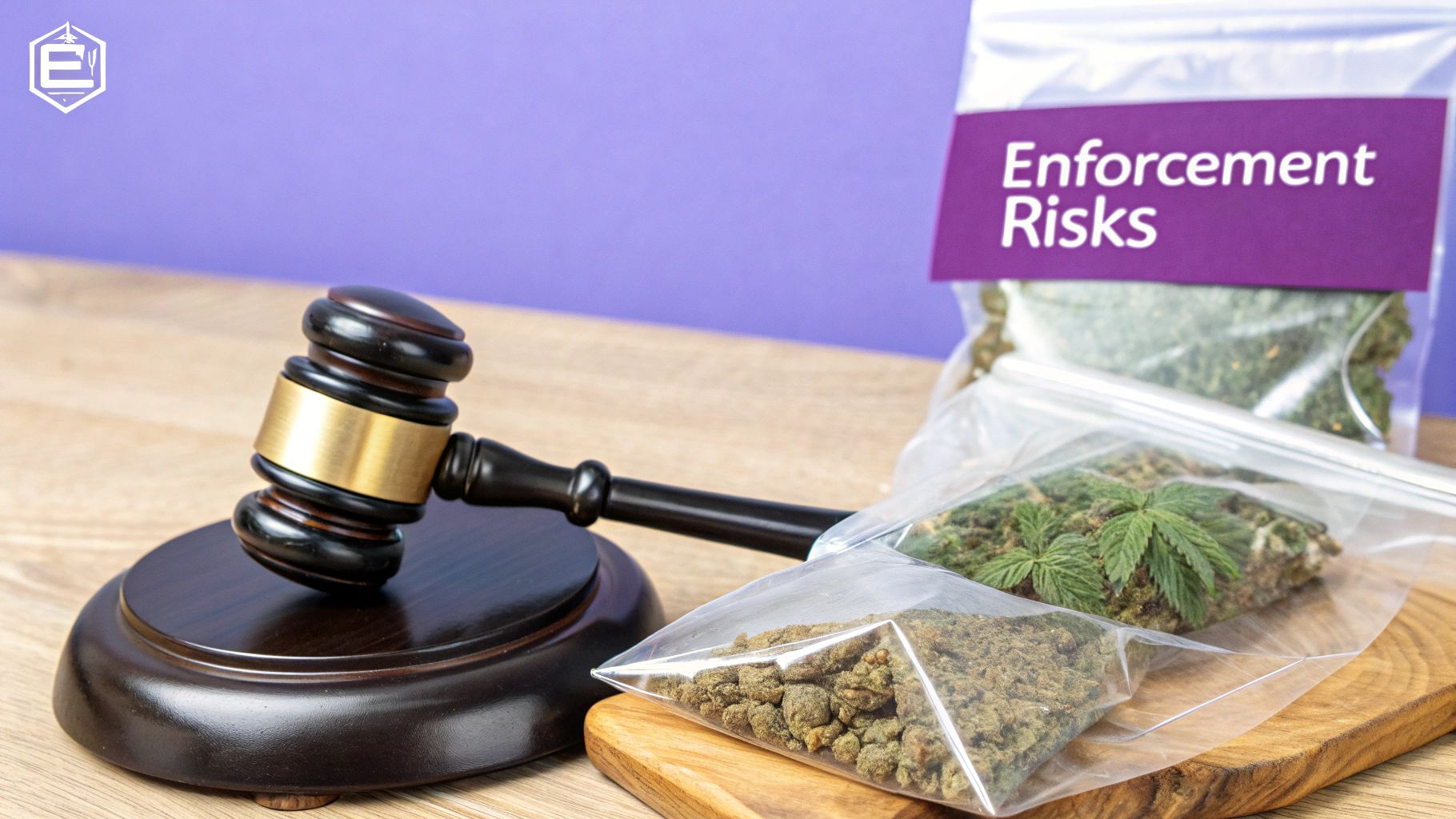 A gavel resting on a law book, symbolizing legal enforcement and penalties.