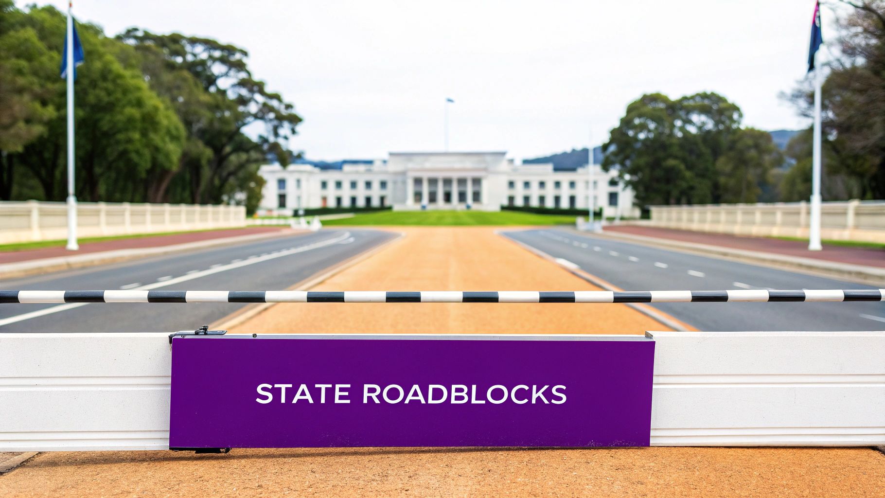A red stop sign with the state of Washington outlined in the center, symbolizing a legal roadblock for shipping.