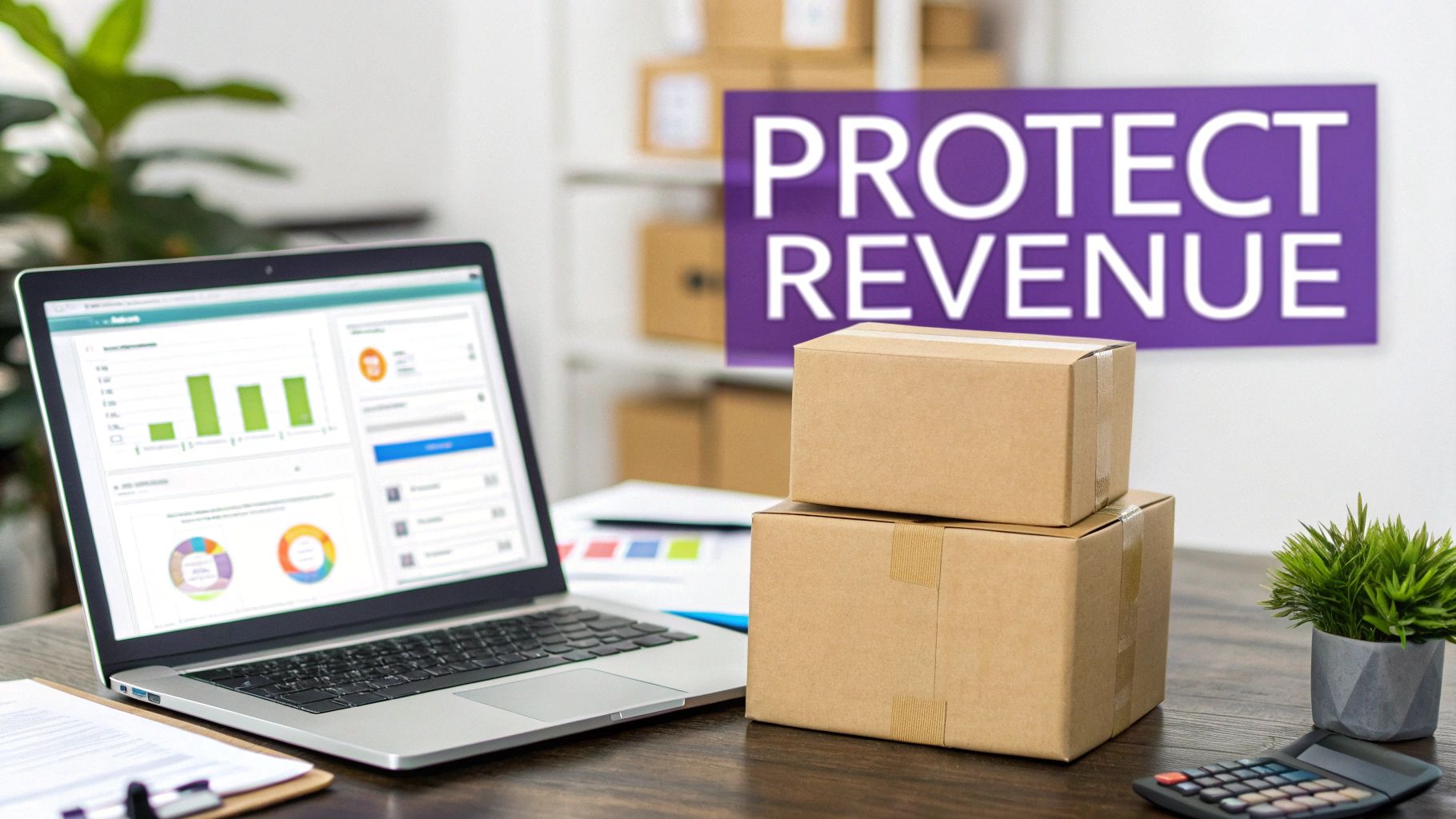 A close-up shot of a person using a laptop with WooCommerce interface visible, managing online store settings with a focused expression.