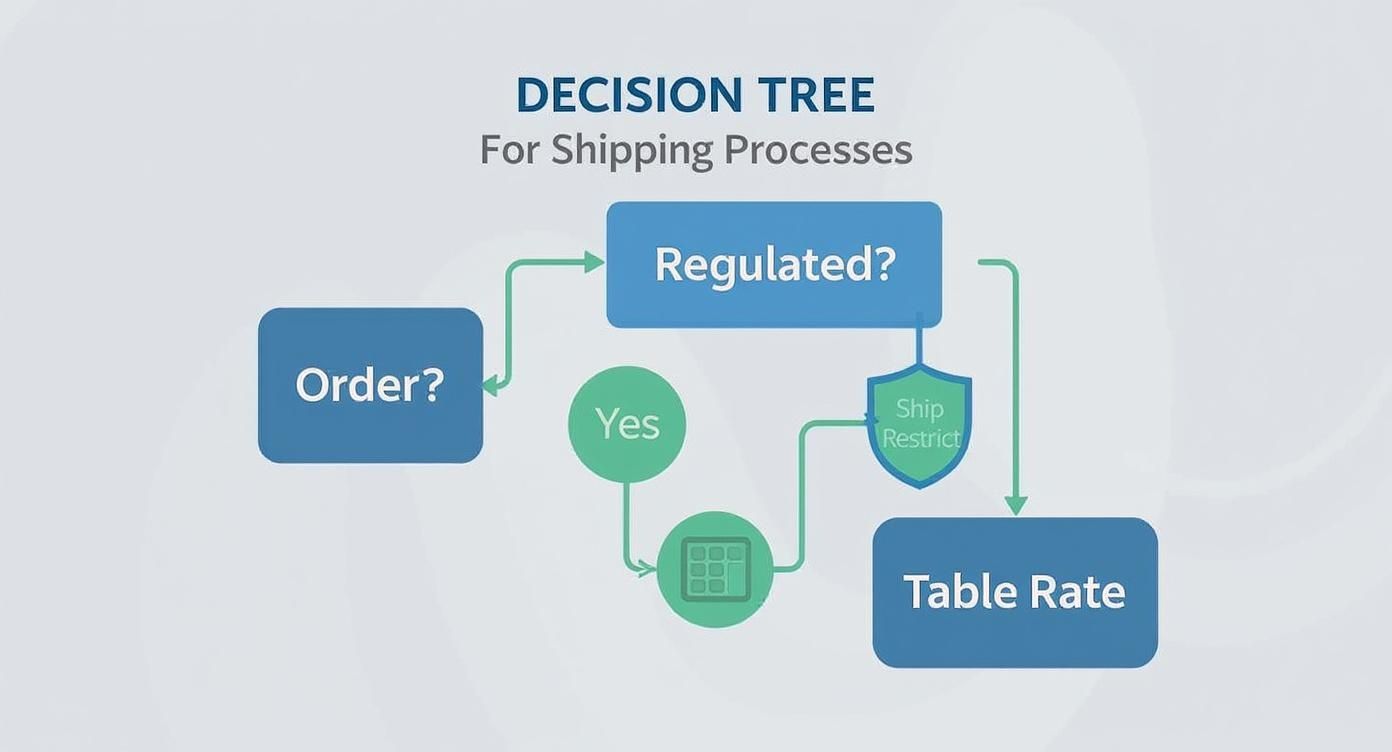 Infographic about Ship Restrict vs Table Rate Shipping regulated products