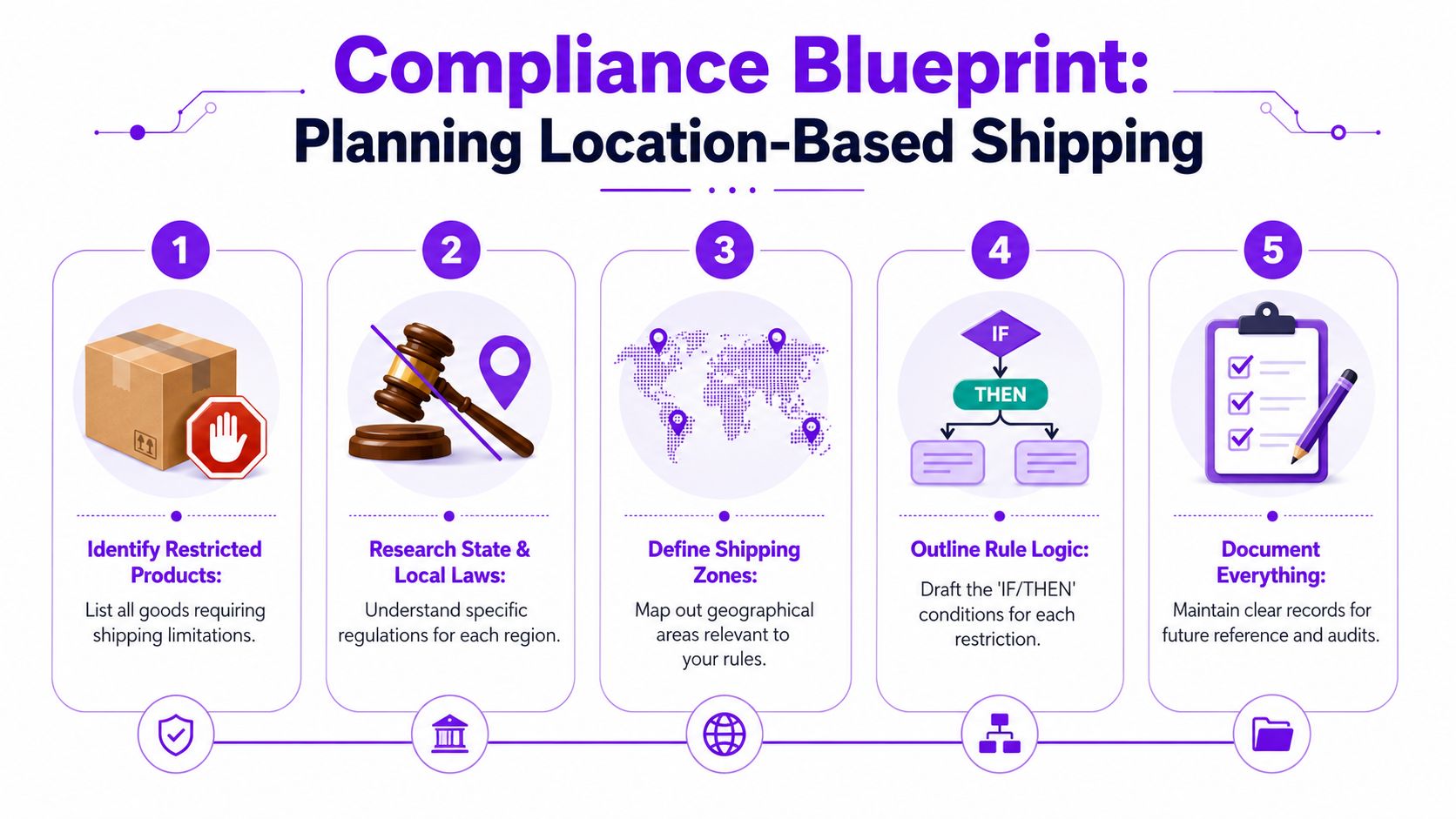 A five-step guide on the compliance blueprint for planning location-based shipping for restricted products.