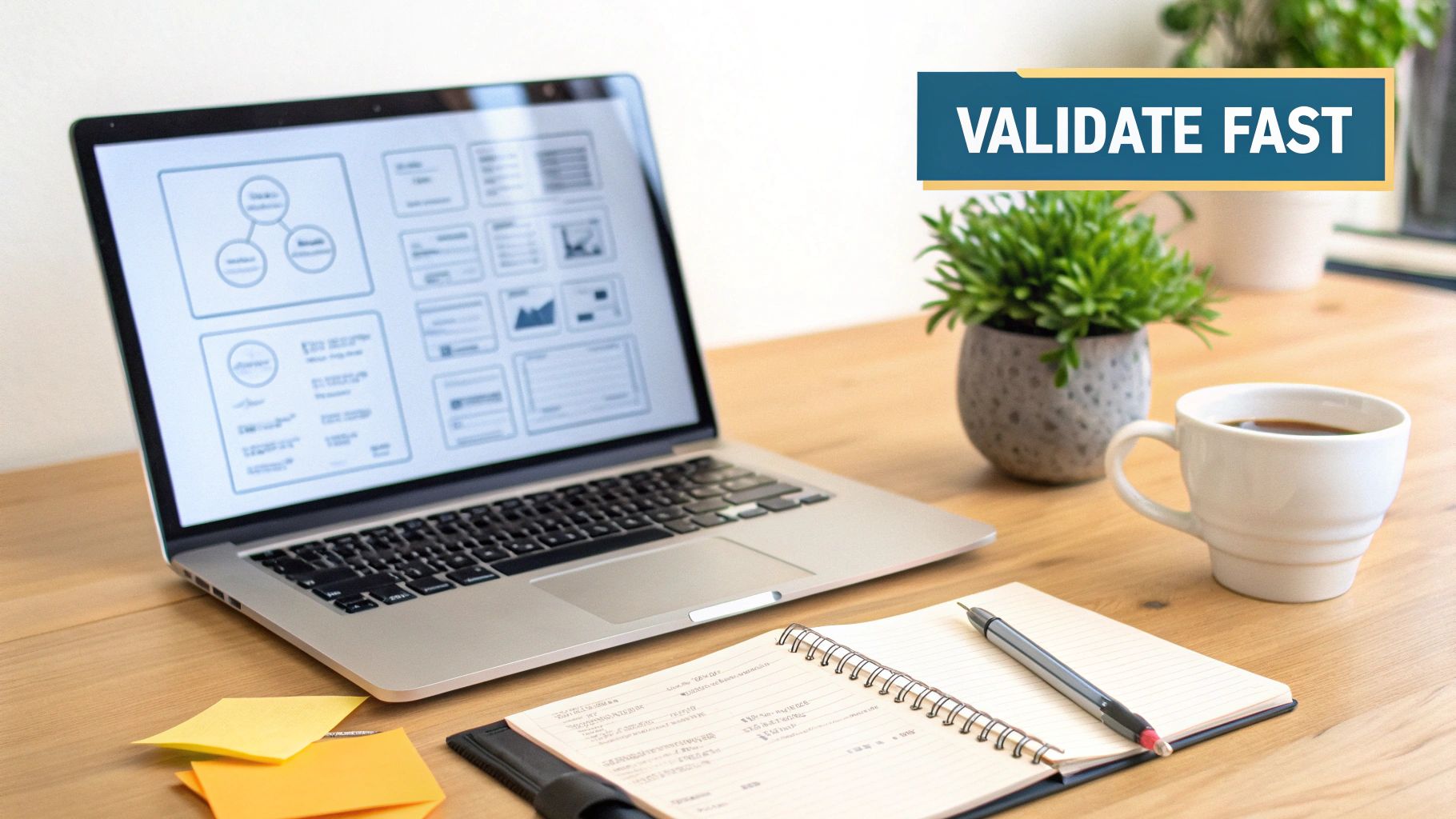 A team of developers strategically planning an MVP launch around a whiteboard.