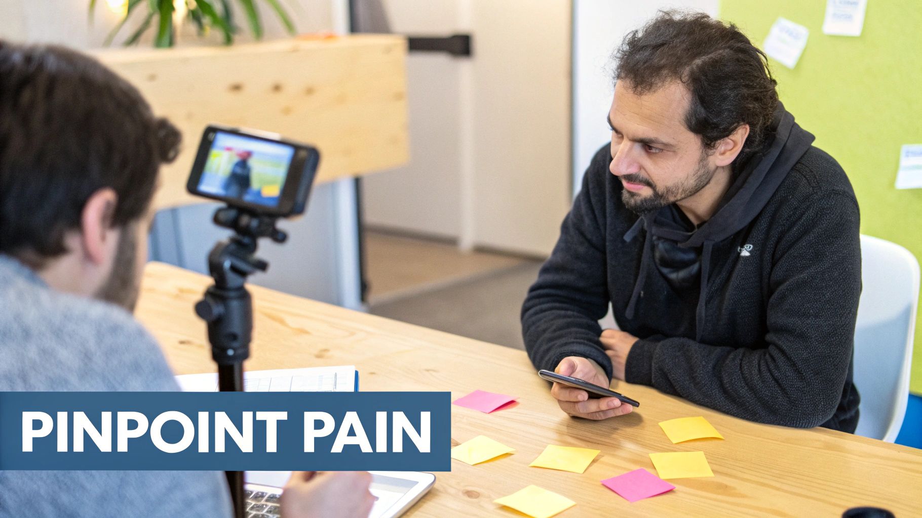 A focused team collaborating on market research for their MVP development for startups.