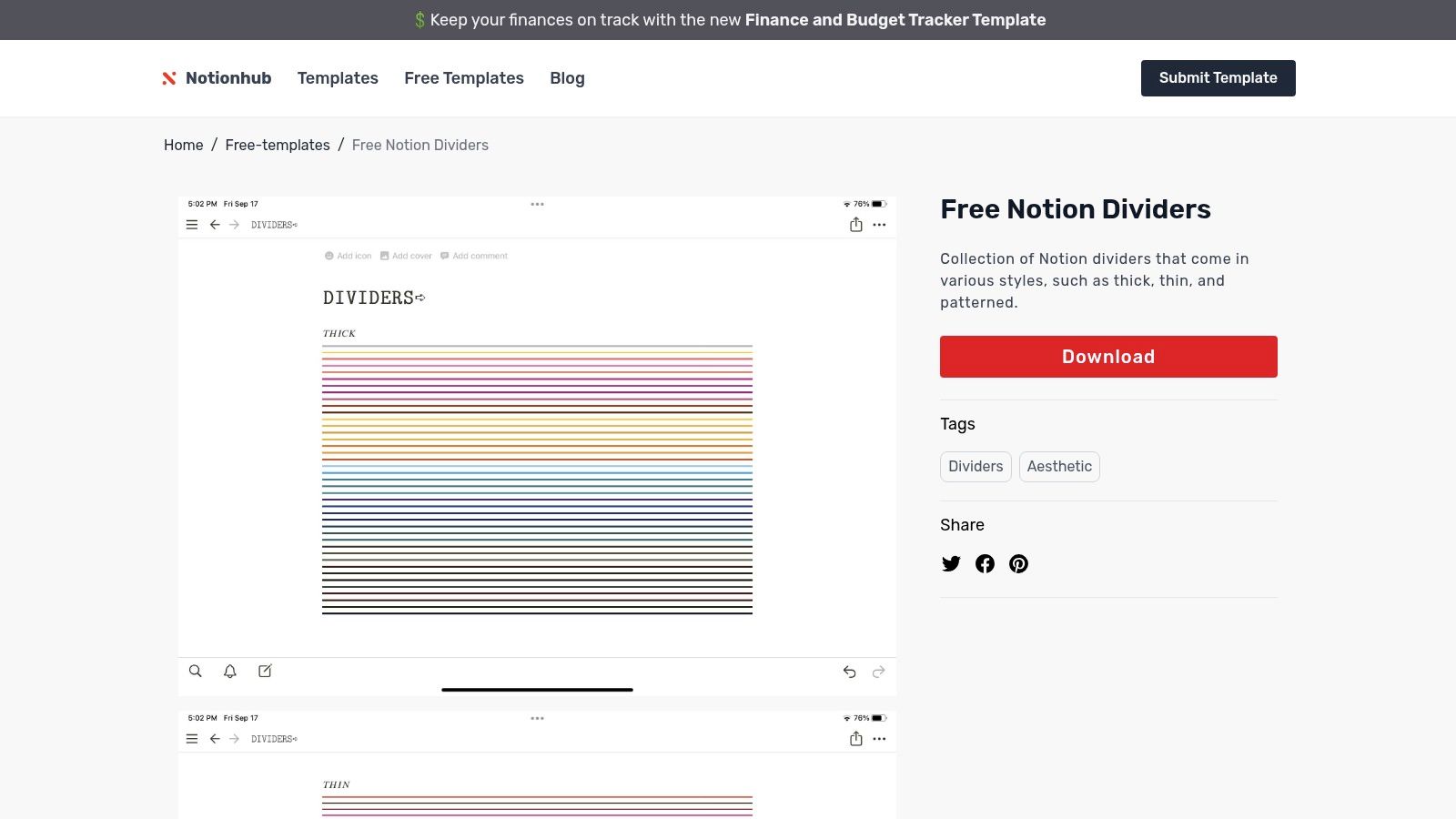 NotionHub – Free Notion Dividers