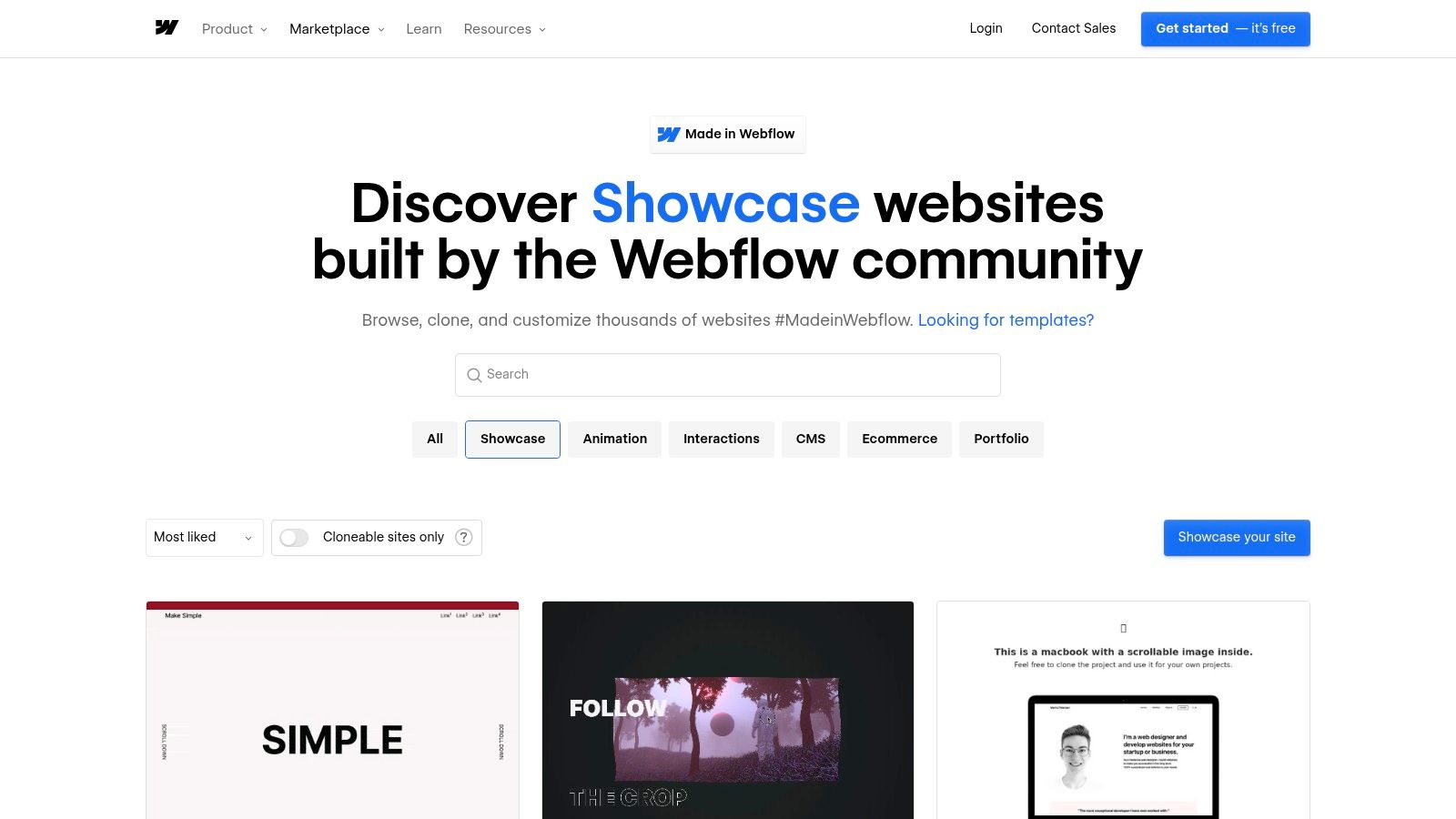 Webflow Showcase (Made in Webflow)