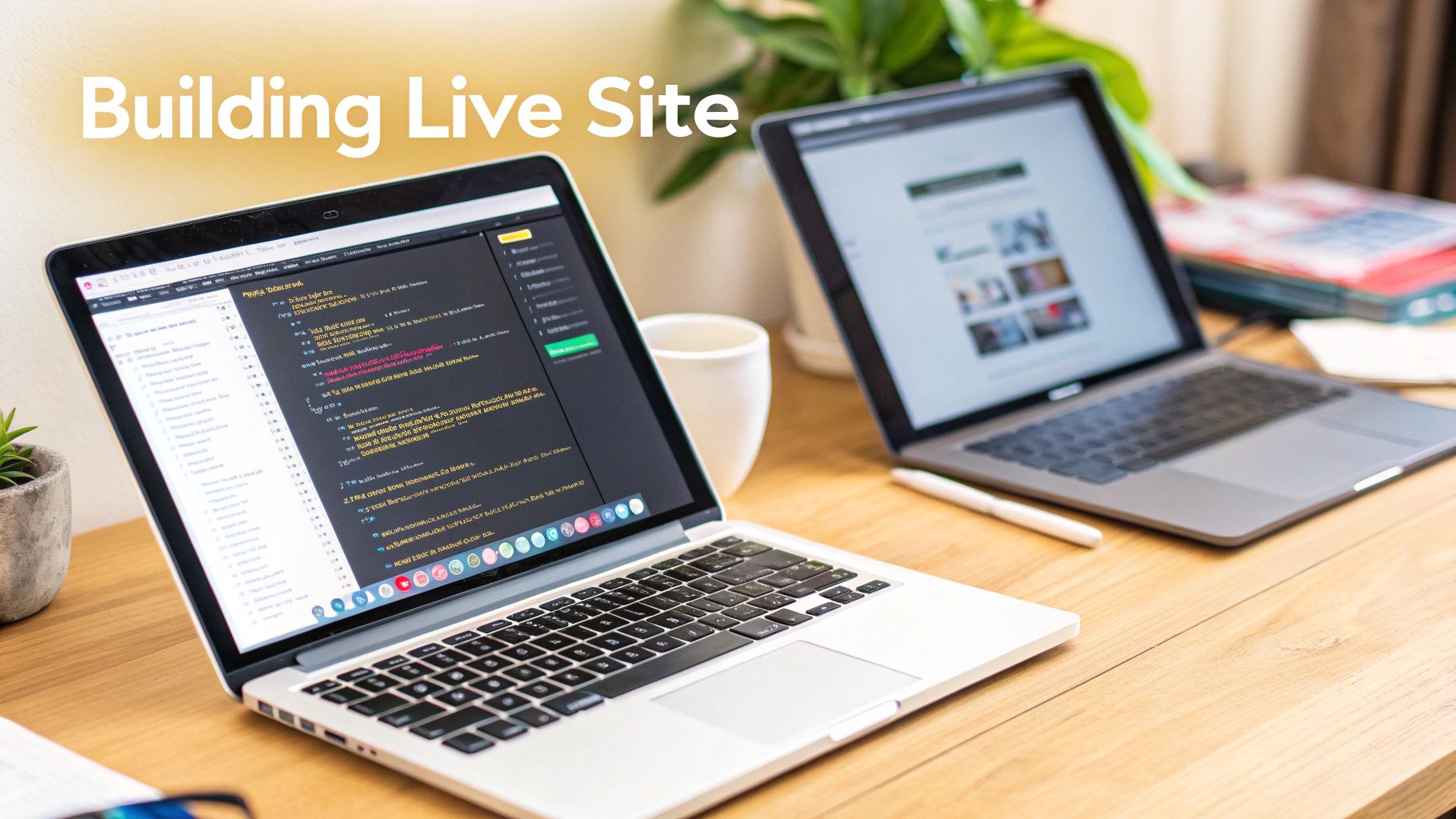 Developers collaborating on code for a new website