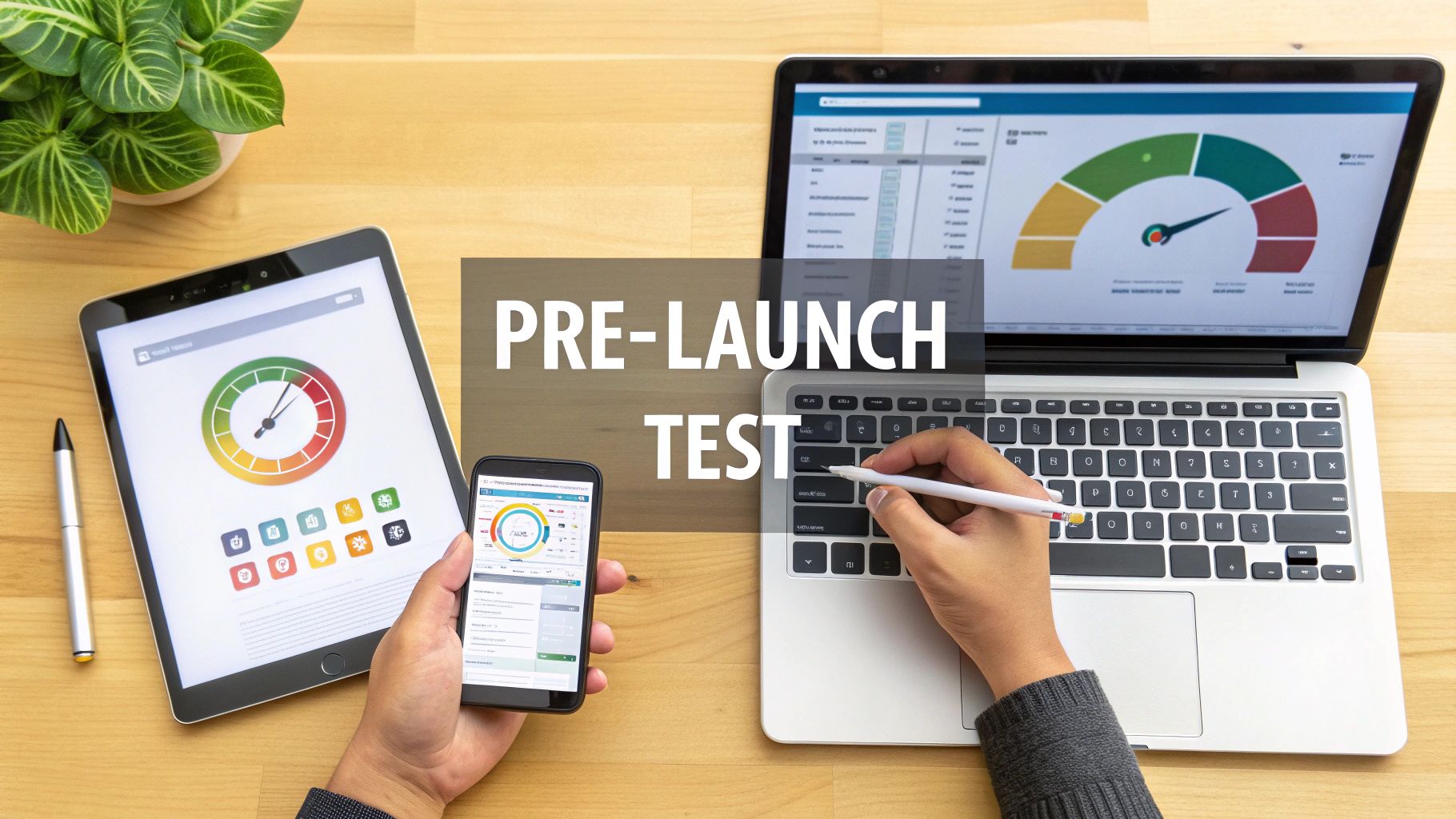 A team collaborating around a computer, testing a new website for bugs