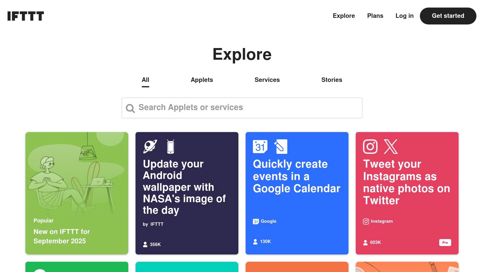 IFTTT – Applets (Explore)